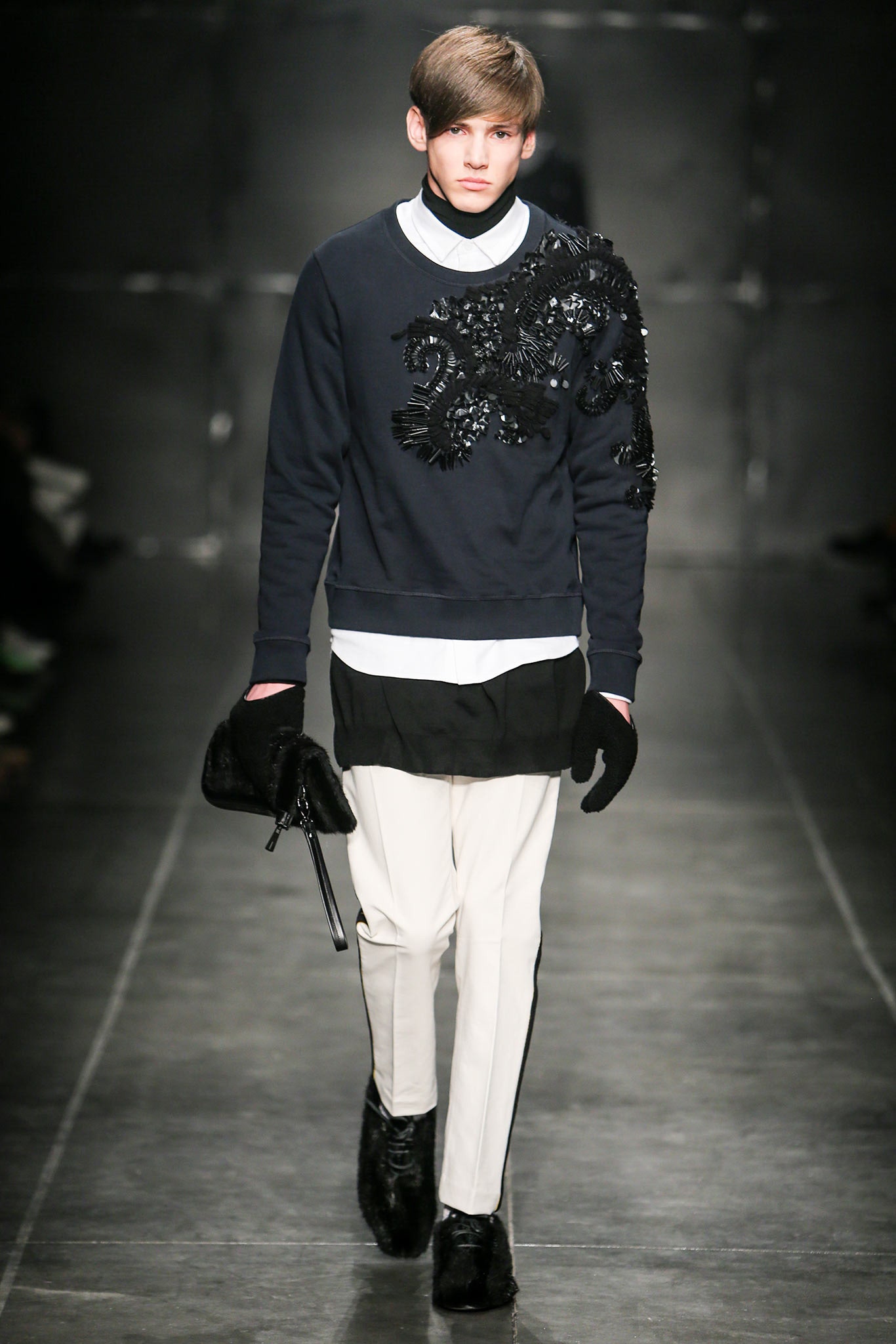 black embellished sweater with white shirt