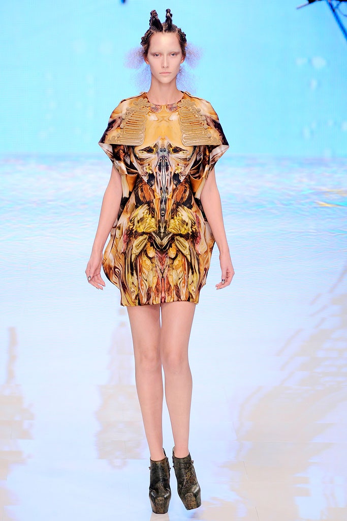 yellow and brown printed mini dress