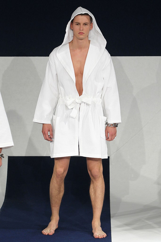 white cotton hooded robe