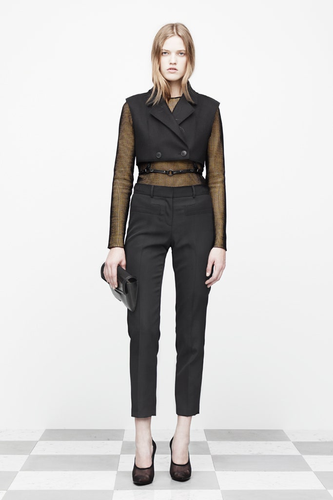 black fitted blazer and tailored pants