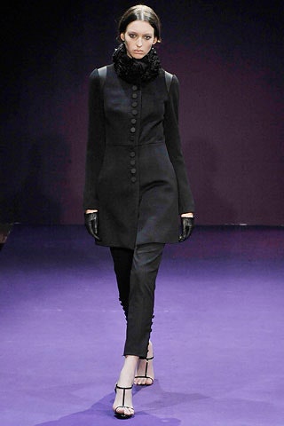 black fitted coat and pants