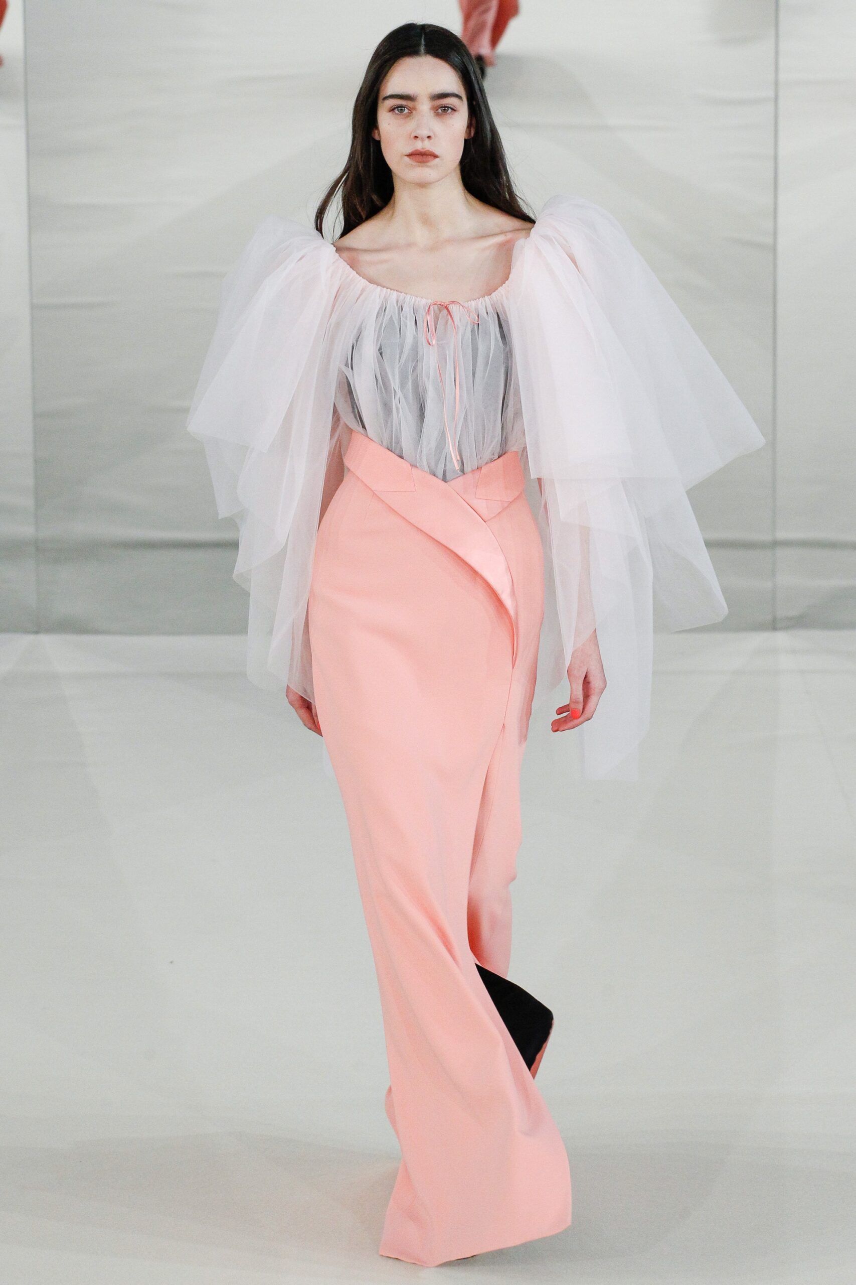pink silk off-shoulder dress