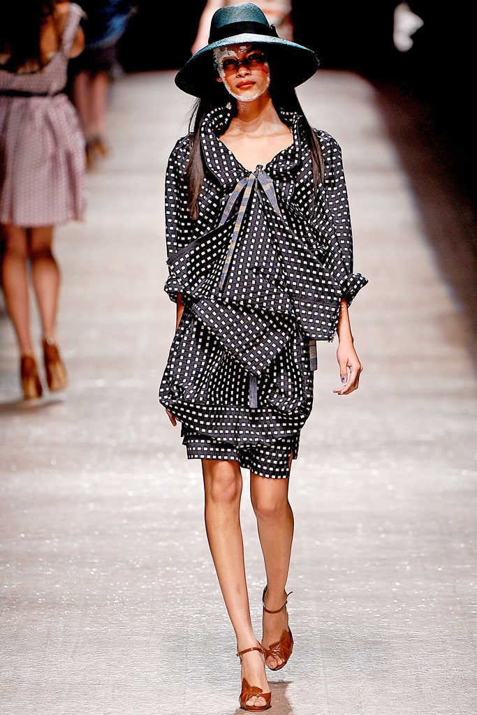black and white polka-dot dress