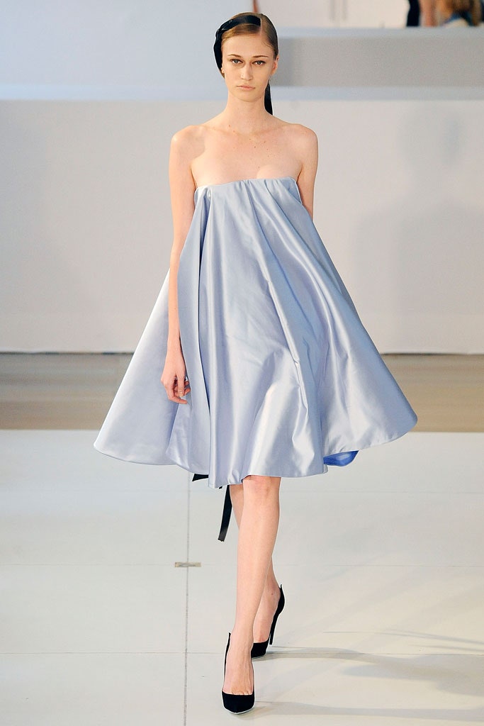 blue silk strapless mini dress