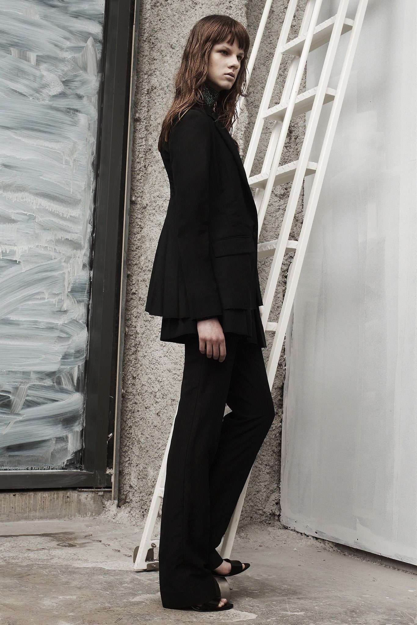 black fitted blazer and pants