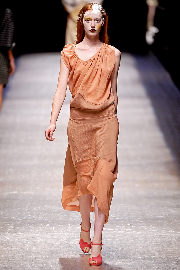 coral chiffon sleeveless v-neck relaxed draped flowing dress
