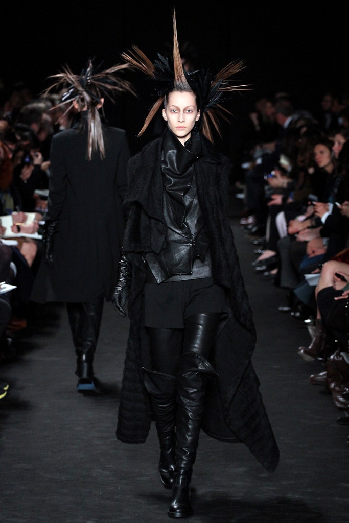 black layered coat and leather outfit