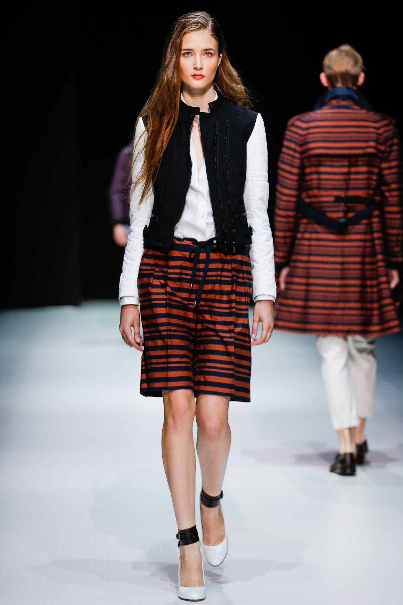 black fitted jacket with white shirt