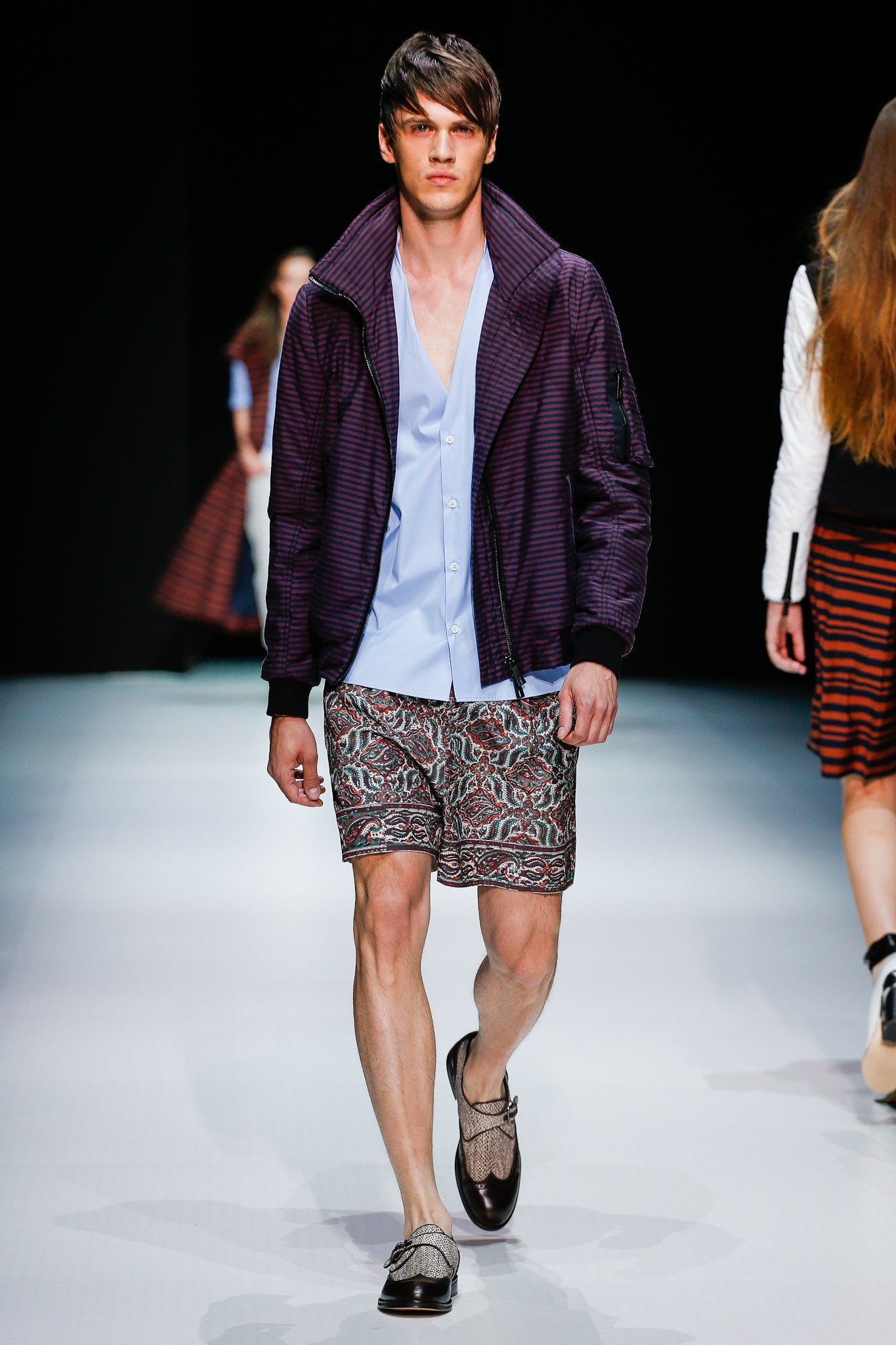purple cotton long-sleeve collared relaxed zippered jacket
