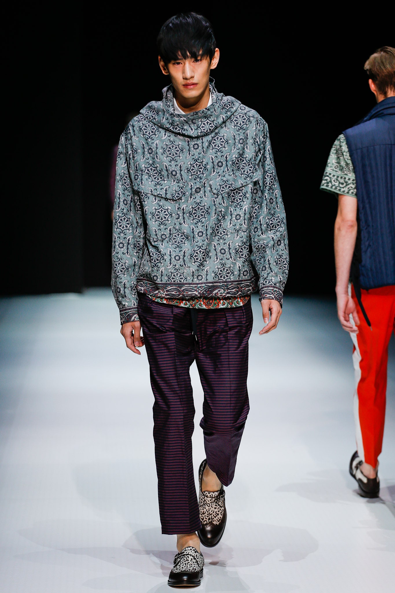 purple cotton slim straight-leg pants