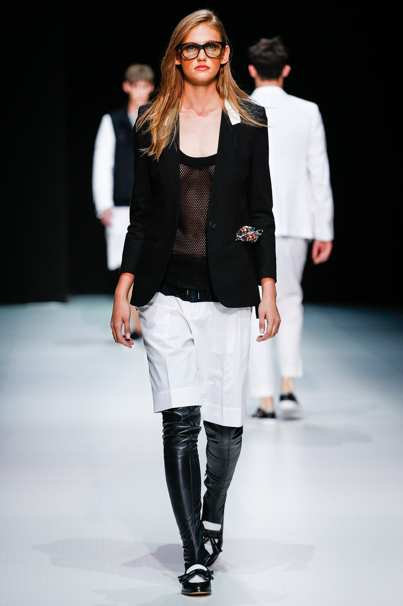 black blazer with mesh top