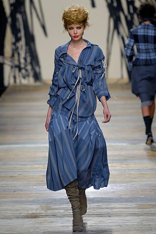 blue striped midi dress and jacket