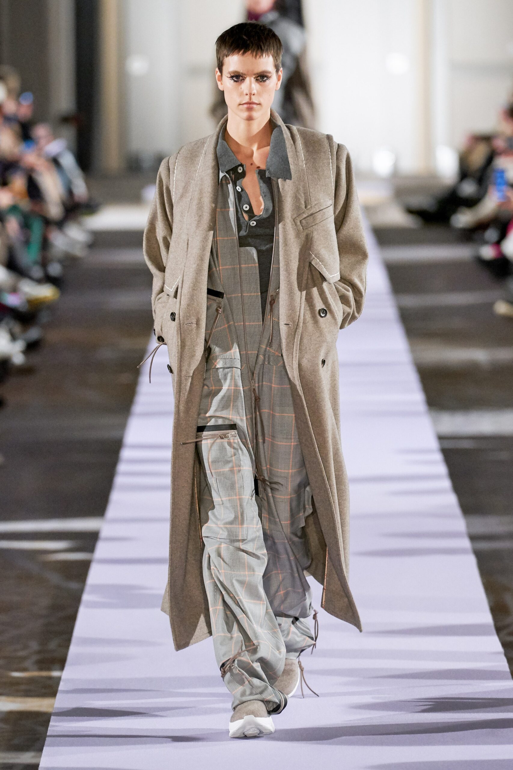 beige wool coat with black shirt