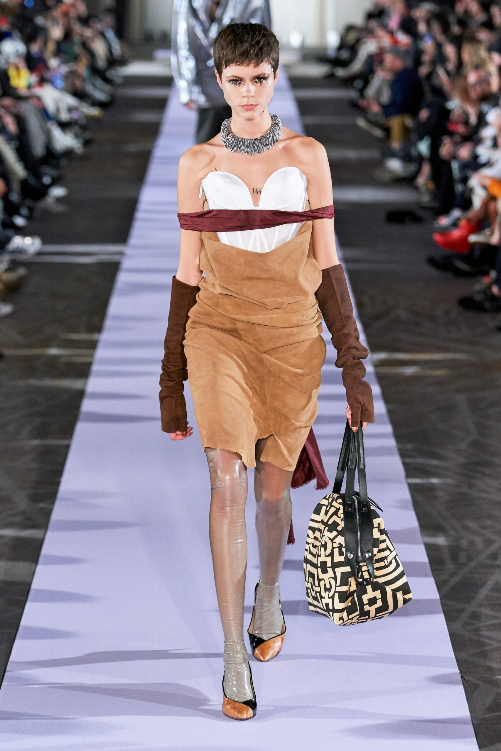 brown suede fitted dress