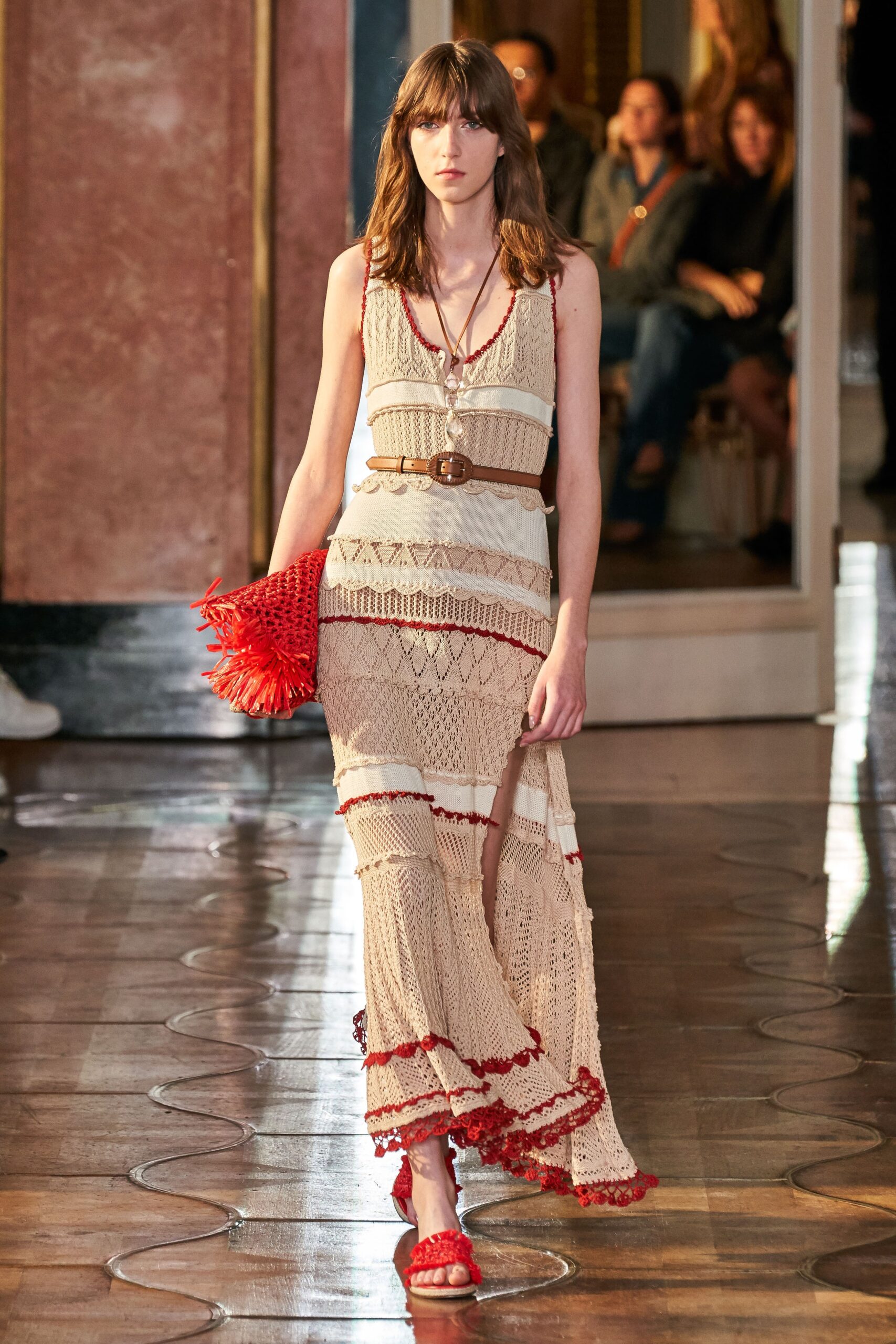 beige embroidered tiered maxi dress