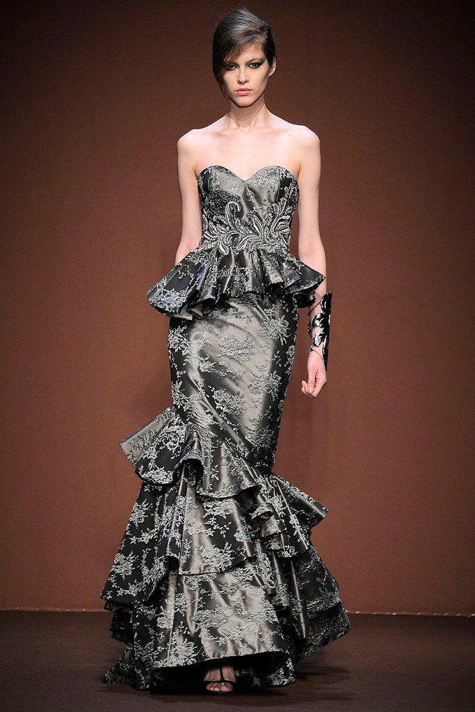 black and gray embroidered gown
