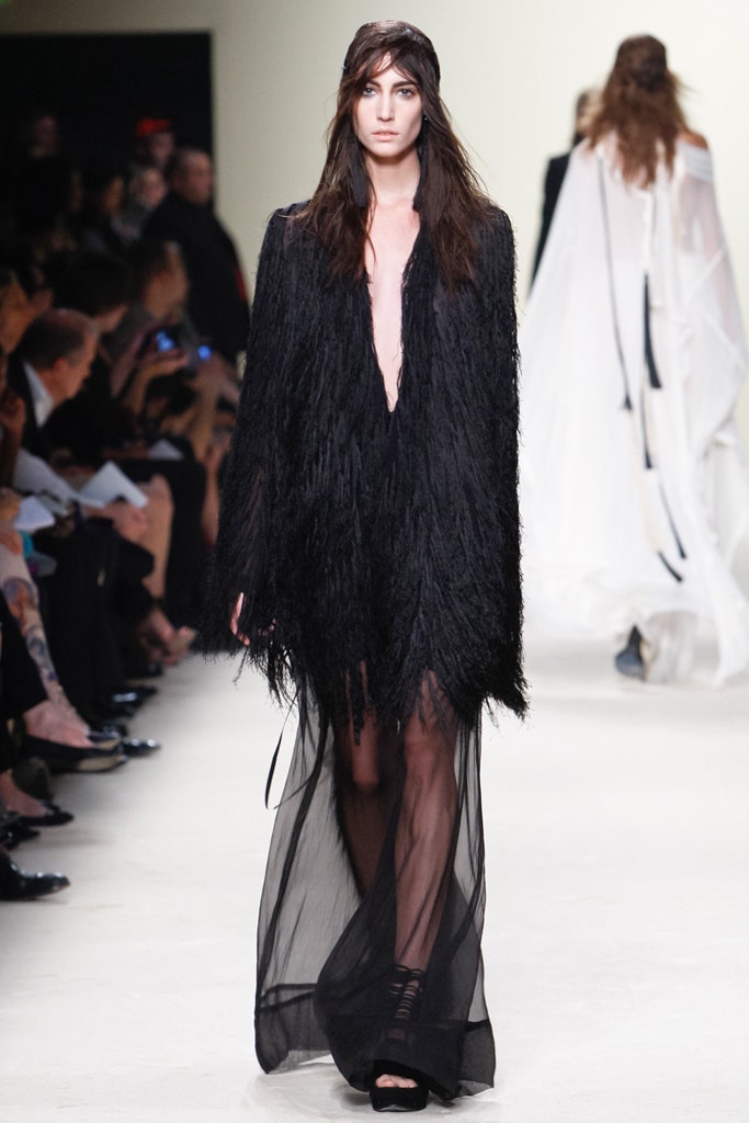 black fringed maxi dress