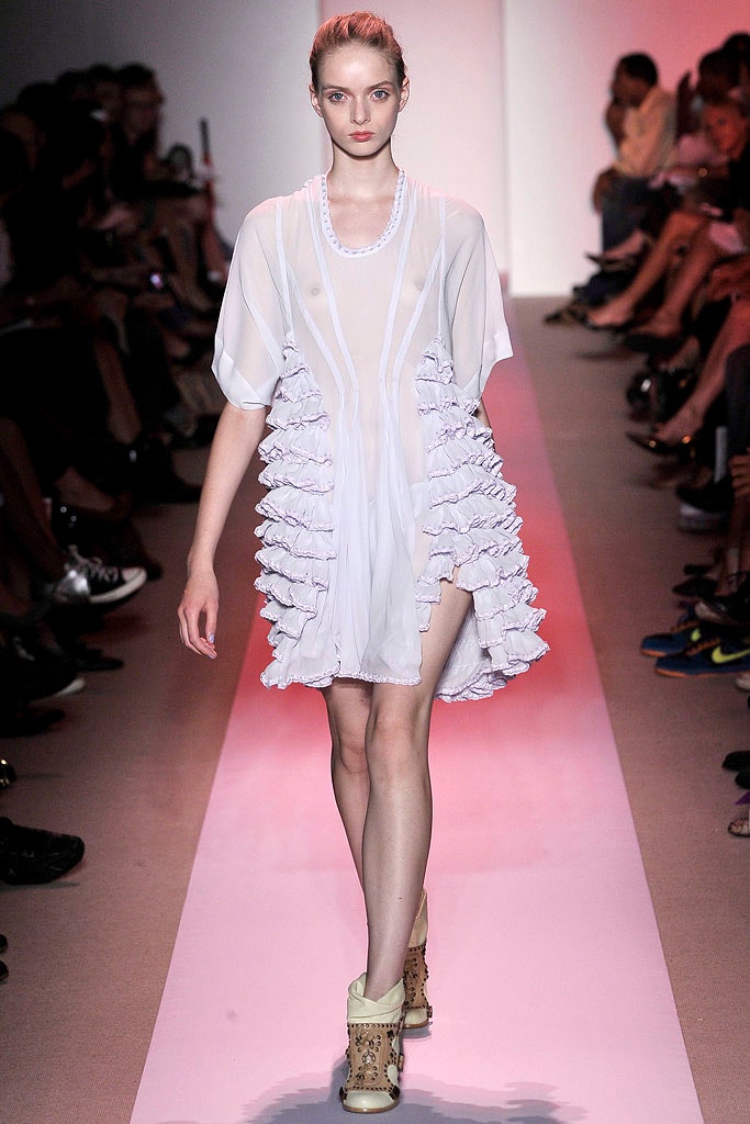 white silk ruffled mini dress