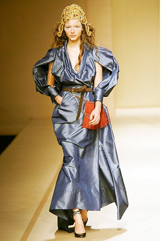 blue silk draped maxi dress