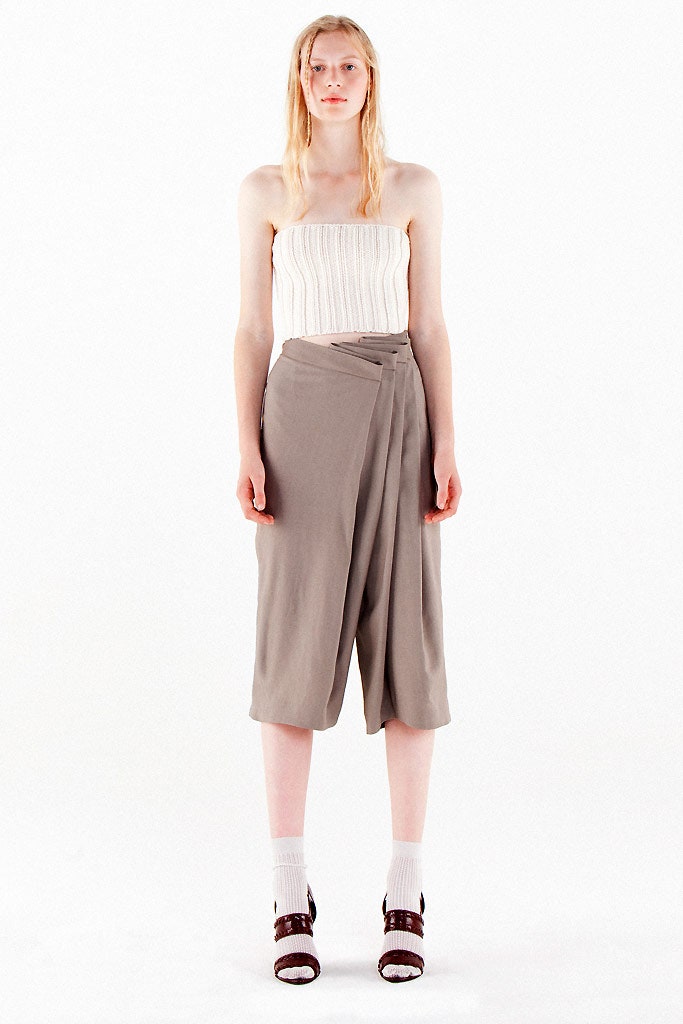 white cotton sleeveless strapless fitted ruched top