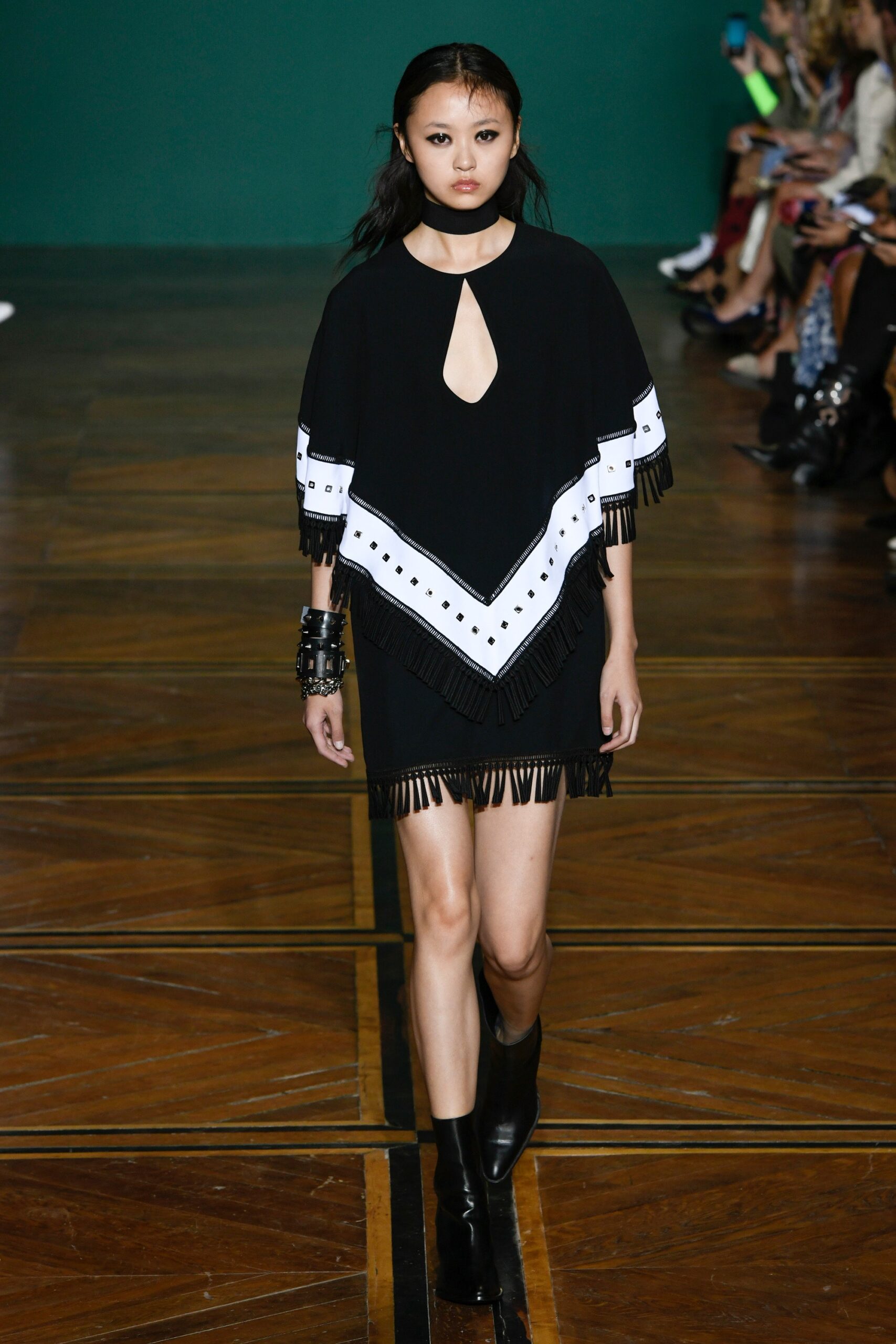 black and white fringed mini dress