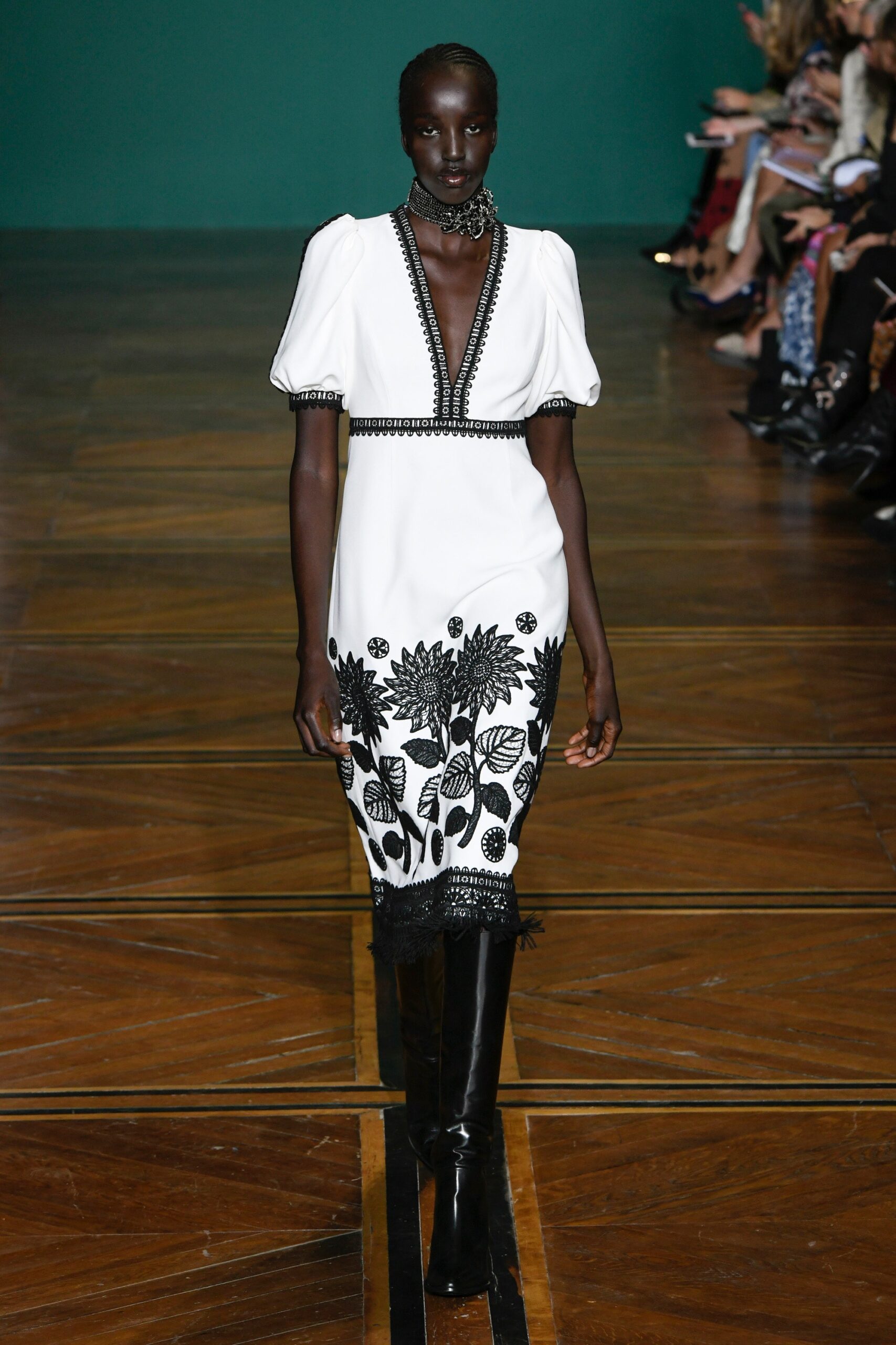 white embroidered midi dress