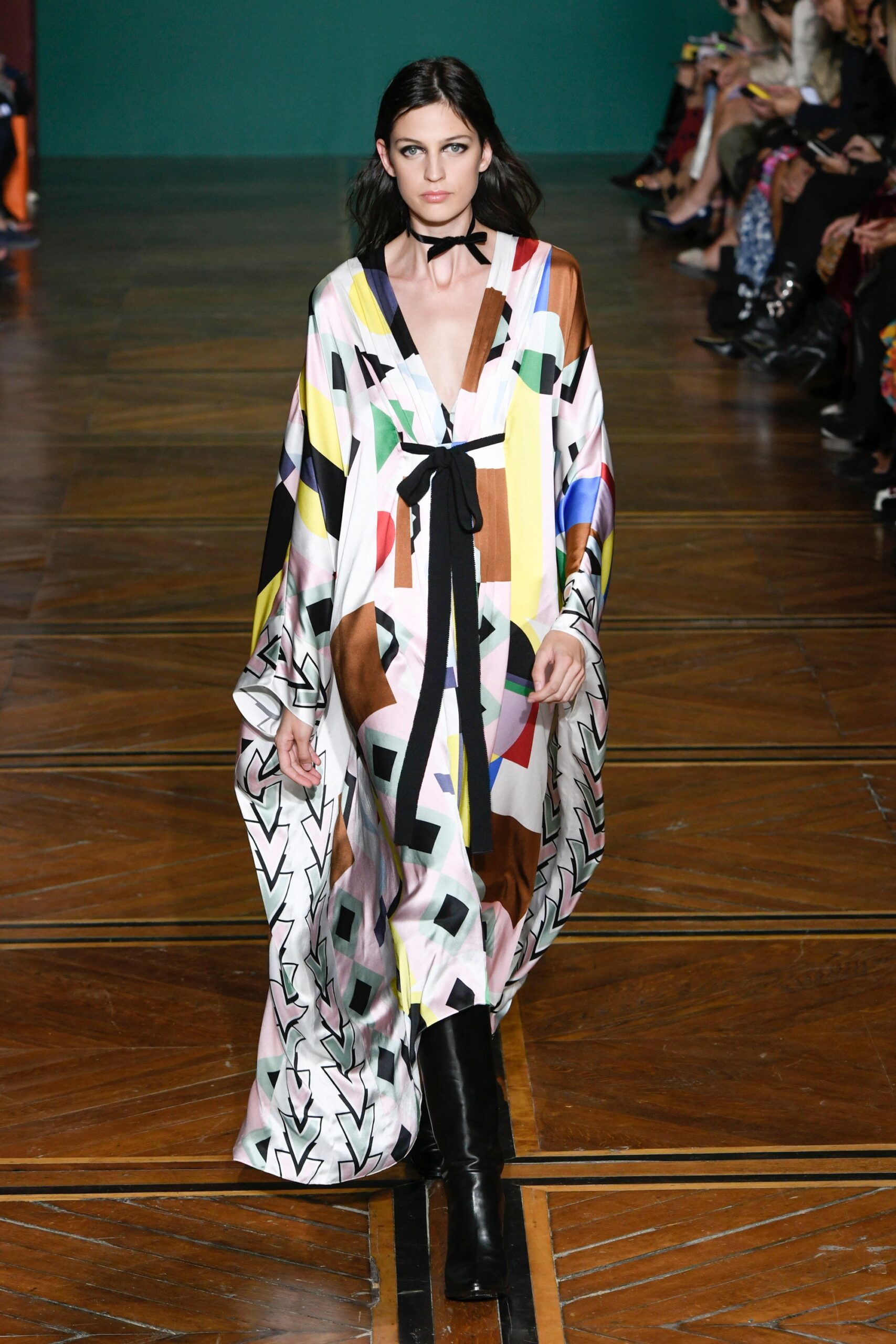 multi-colored silk maxi dress