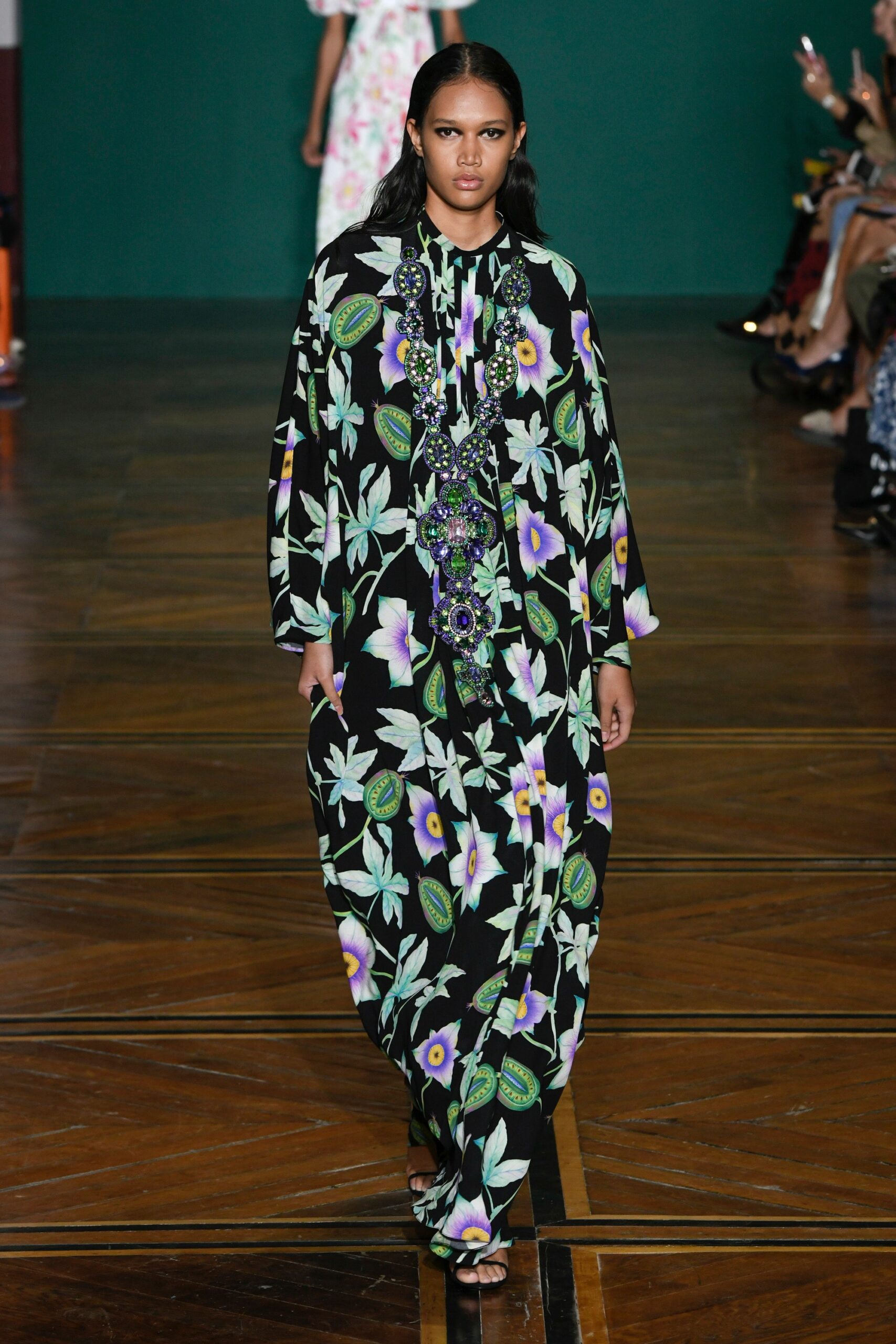 black floral printed maxi dress