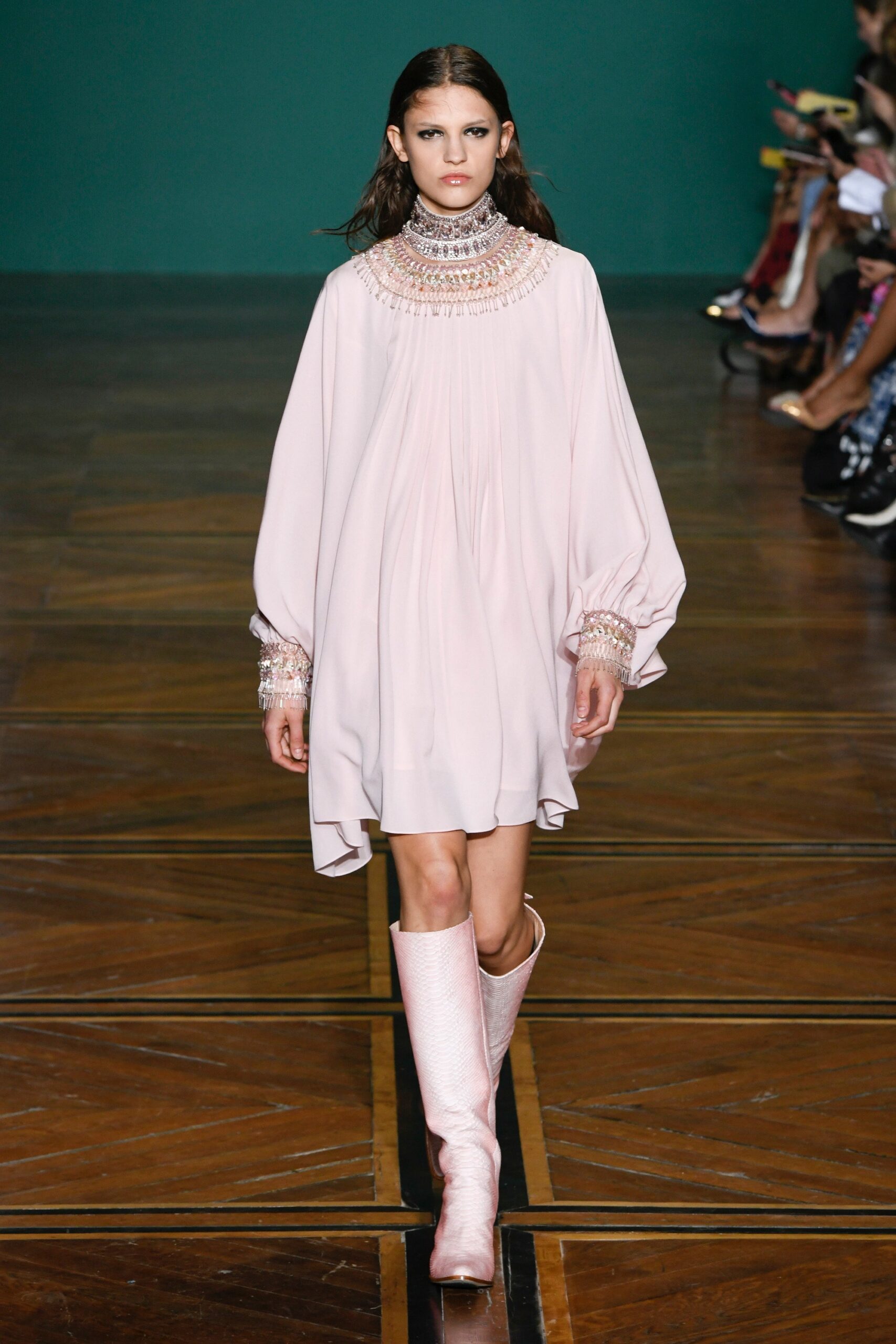 pink silk relaxed mini dress