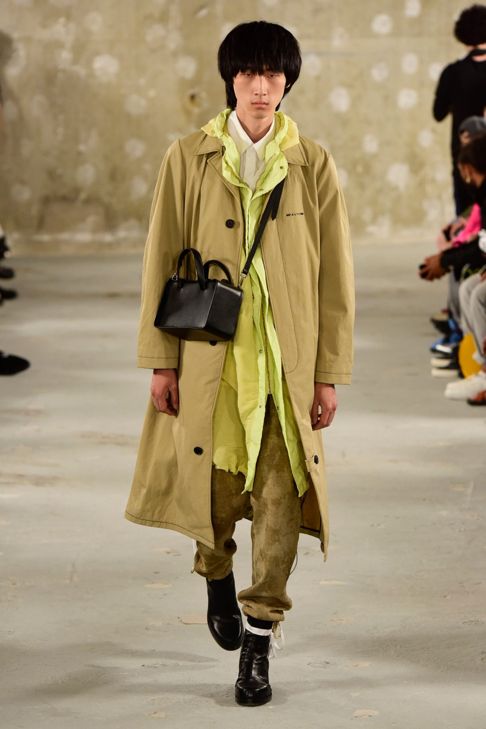 yellow cotton long-sleeve collared fitted layered shirt