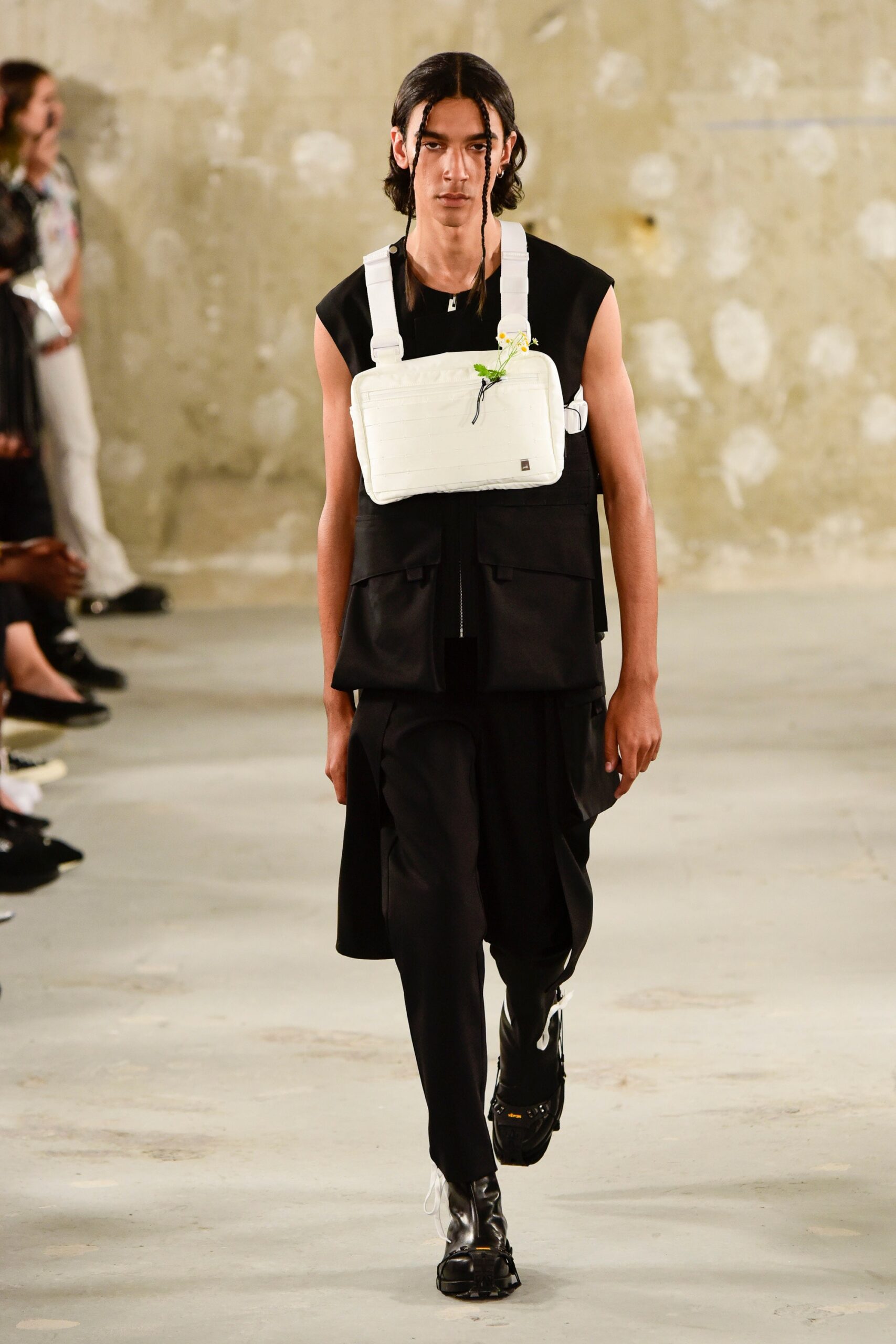 black cotton sleeveless high-neck fitted layered top