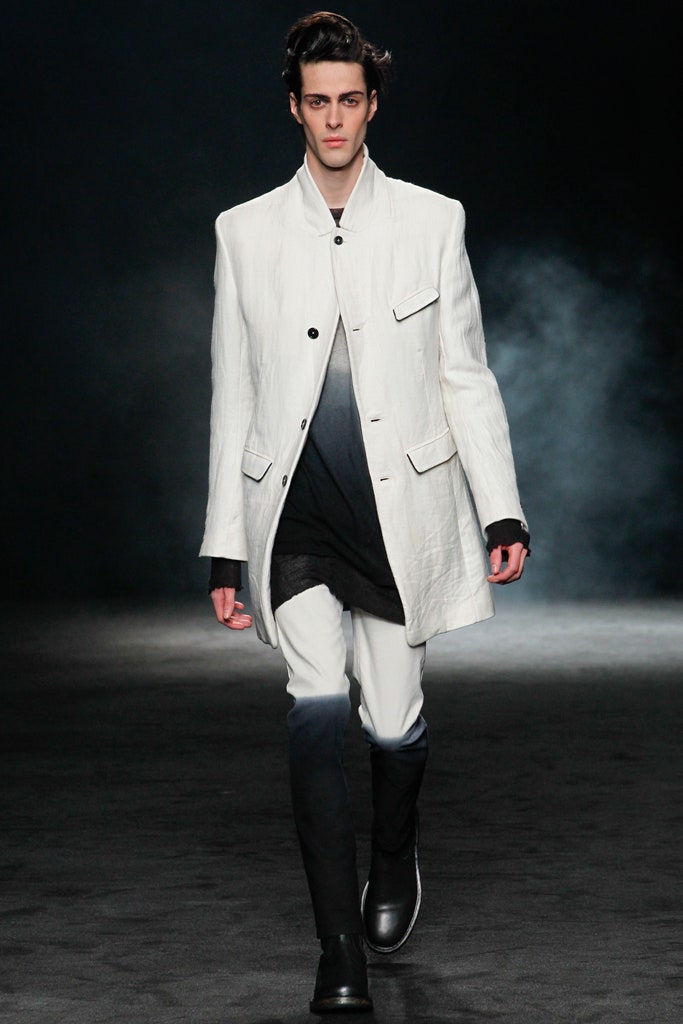 white relaxed coat with black pants