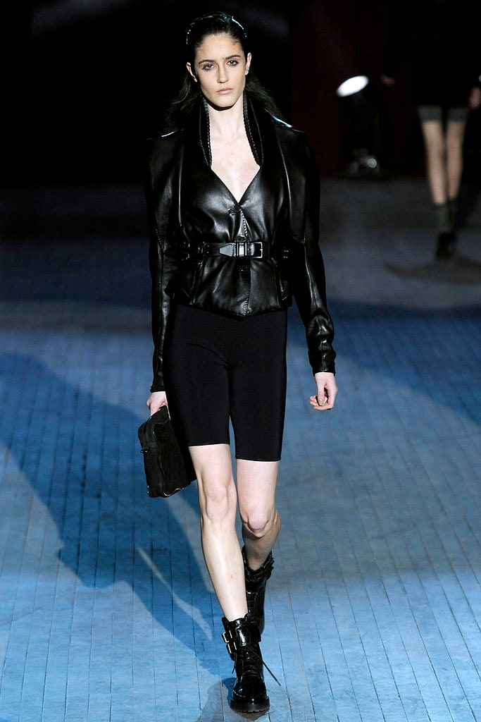 black leather fitted jacket with shorts