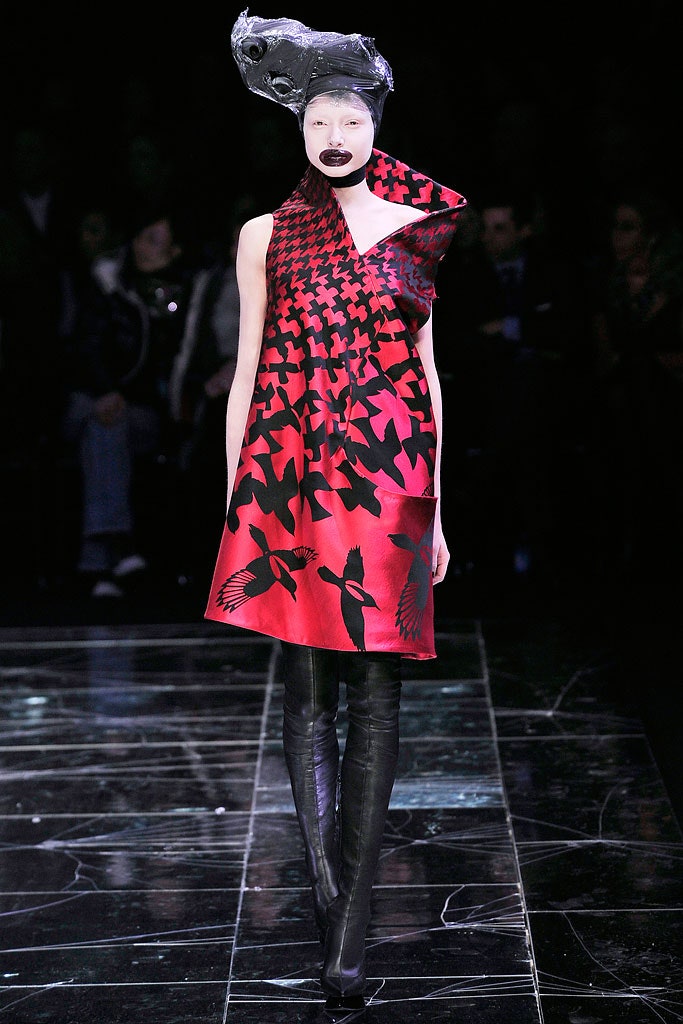 asymmetric red and black dress