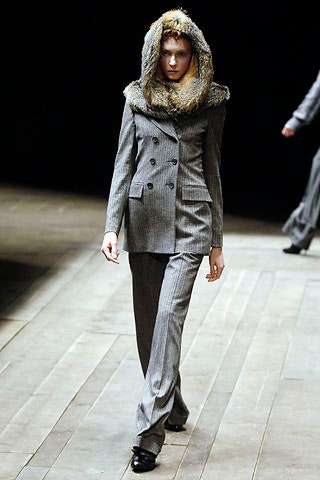 gray wool long-sleeve collared tailored striped suit