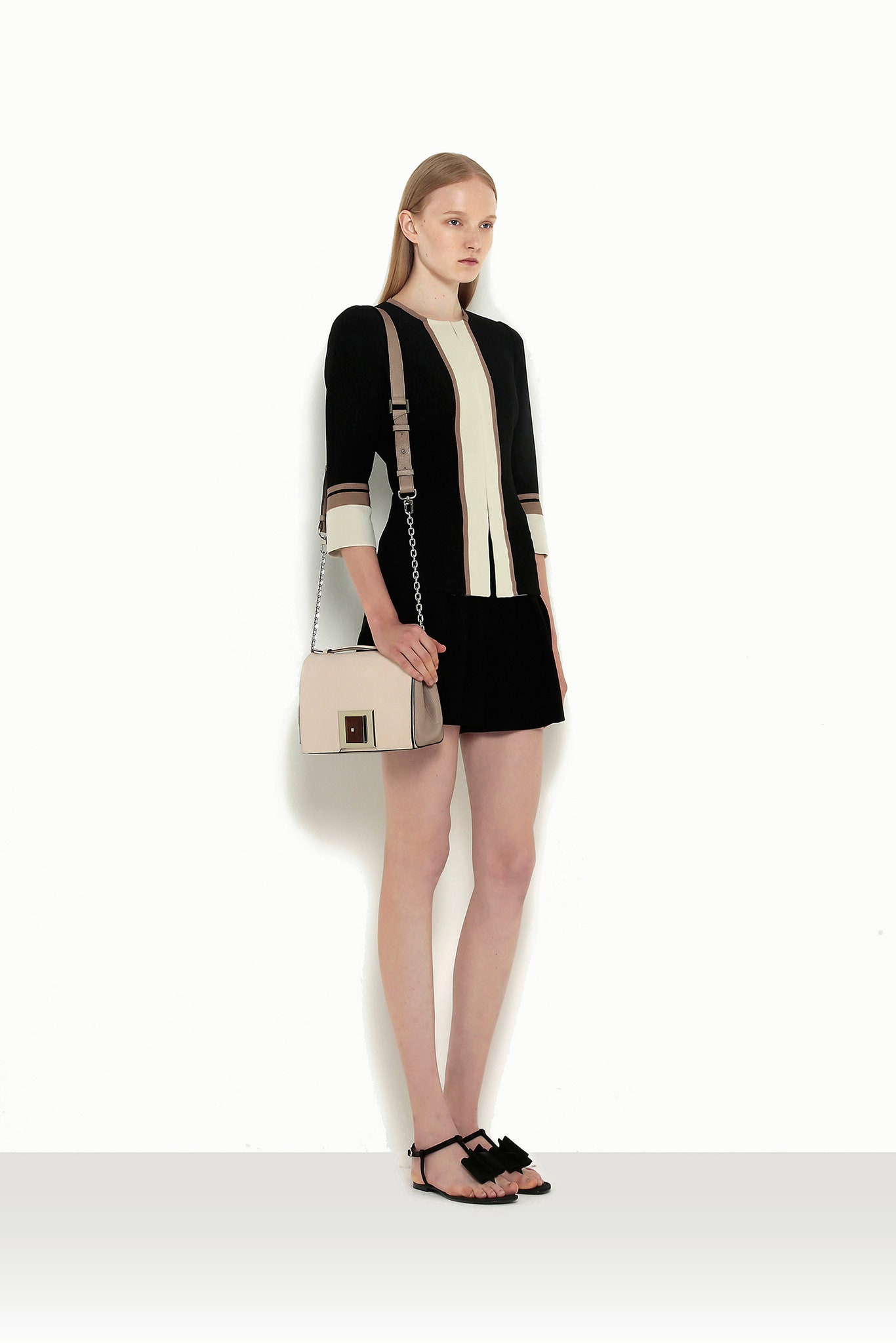 beige leather zippered bag