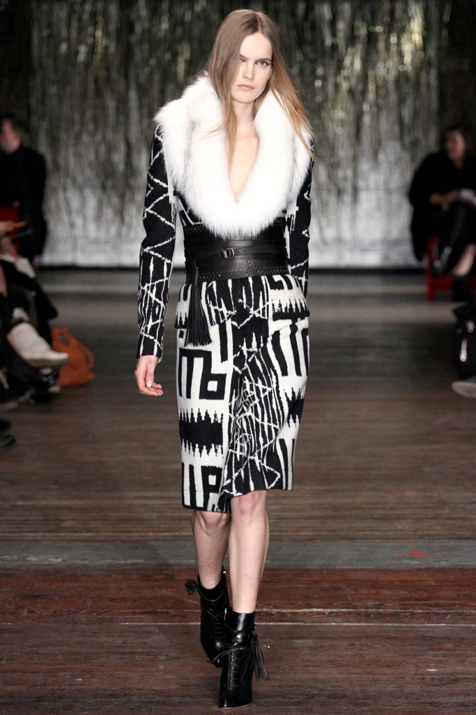 white fur collared structured coat