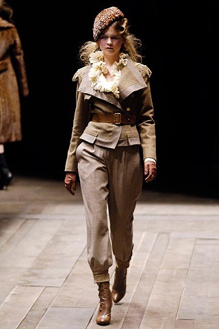brown wool long-sleeve collared tailored buttoned flared jacket