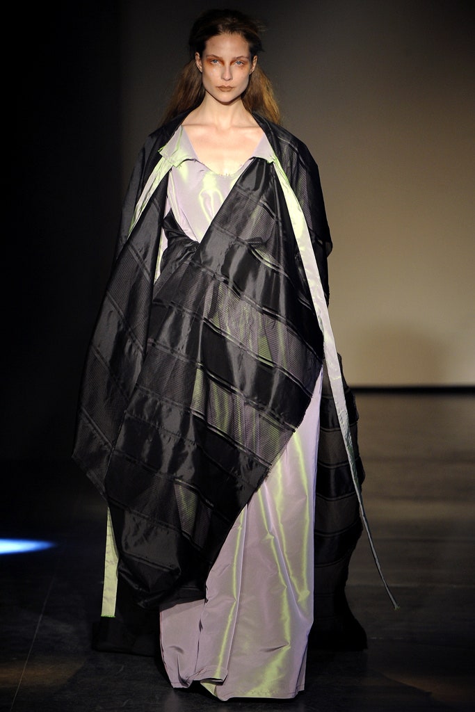black and purple silk gown