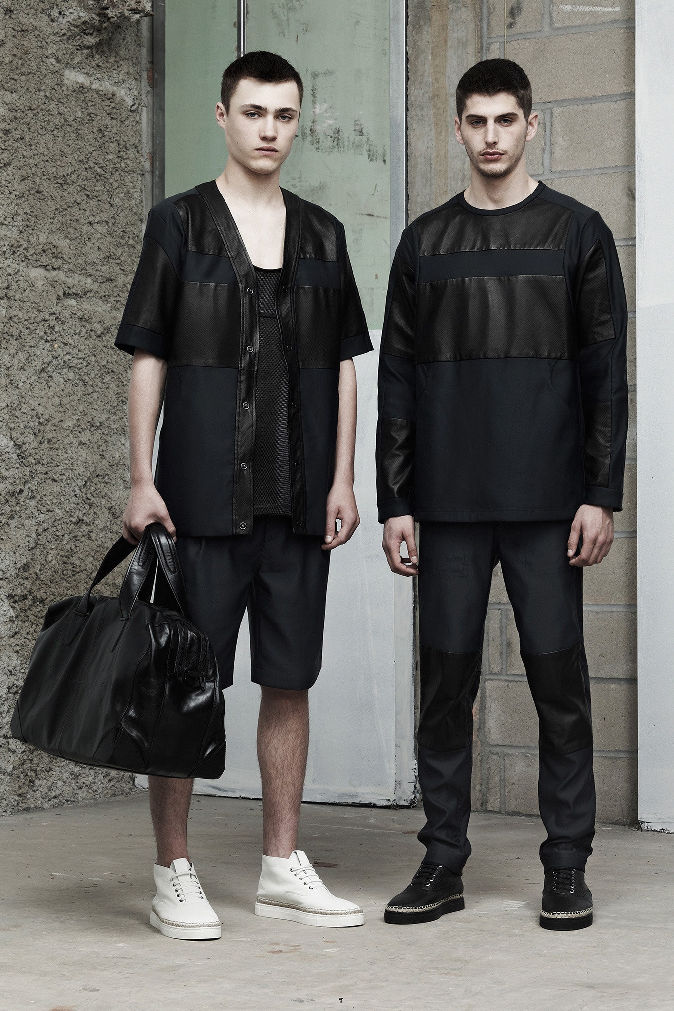 black leather relaxed shirt and pants