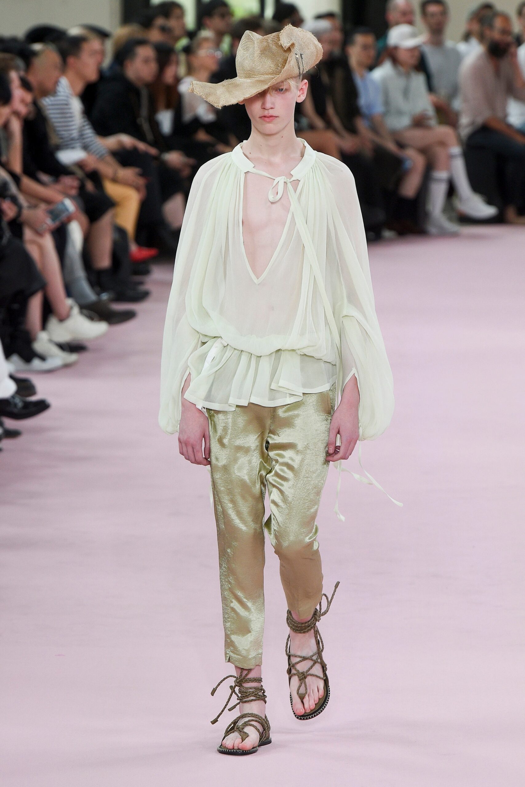 green chiffon sleeveless v-neck relaxed draped sheer top