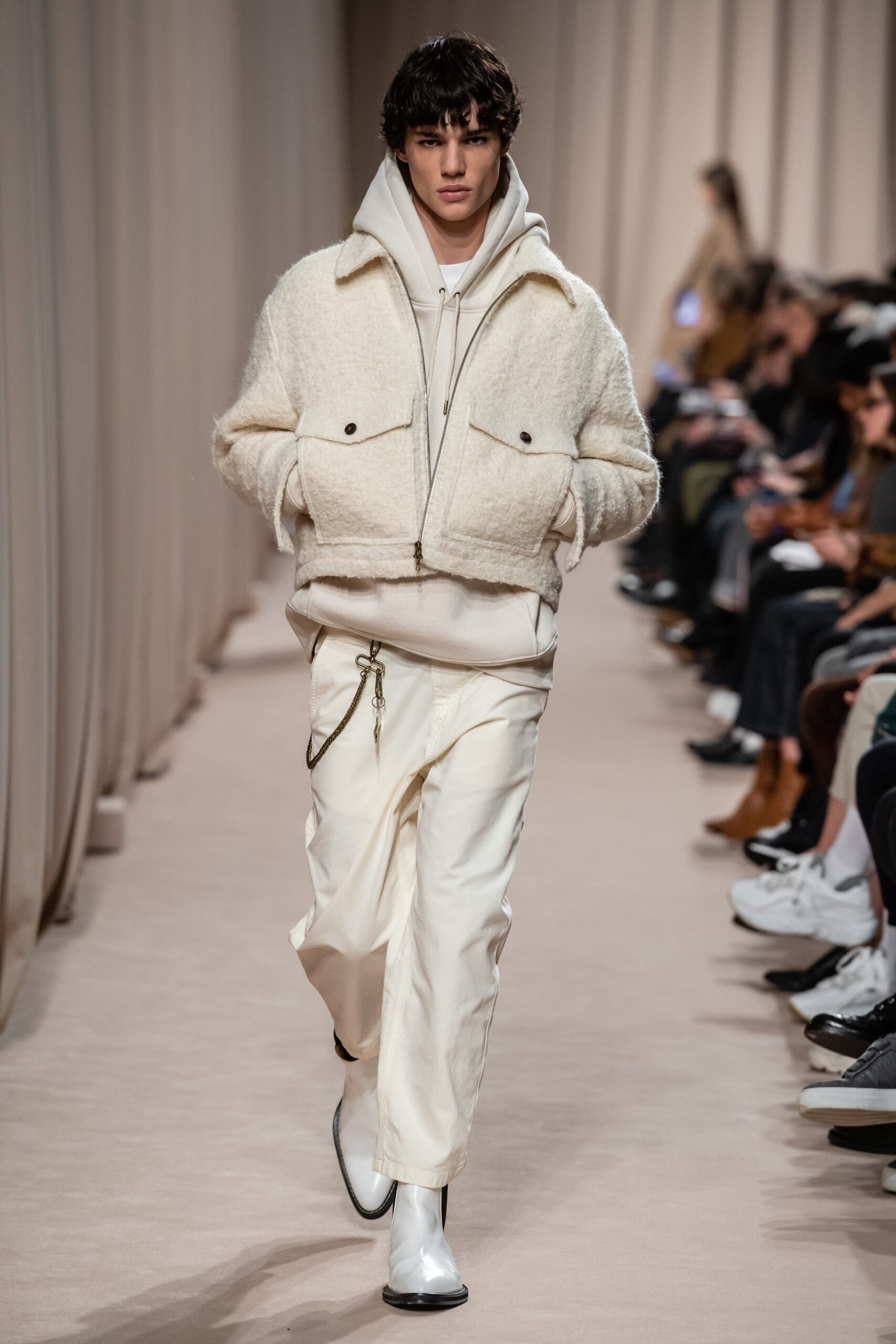 white wool jacket with hoodie