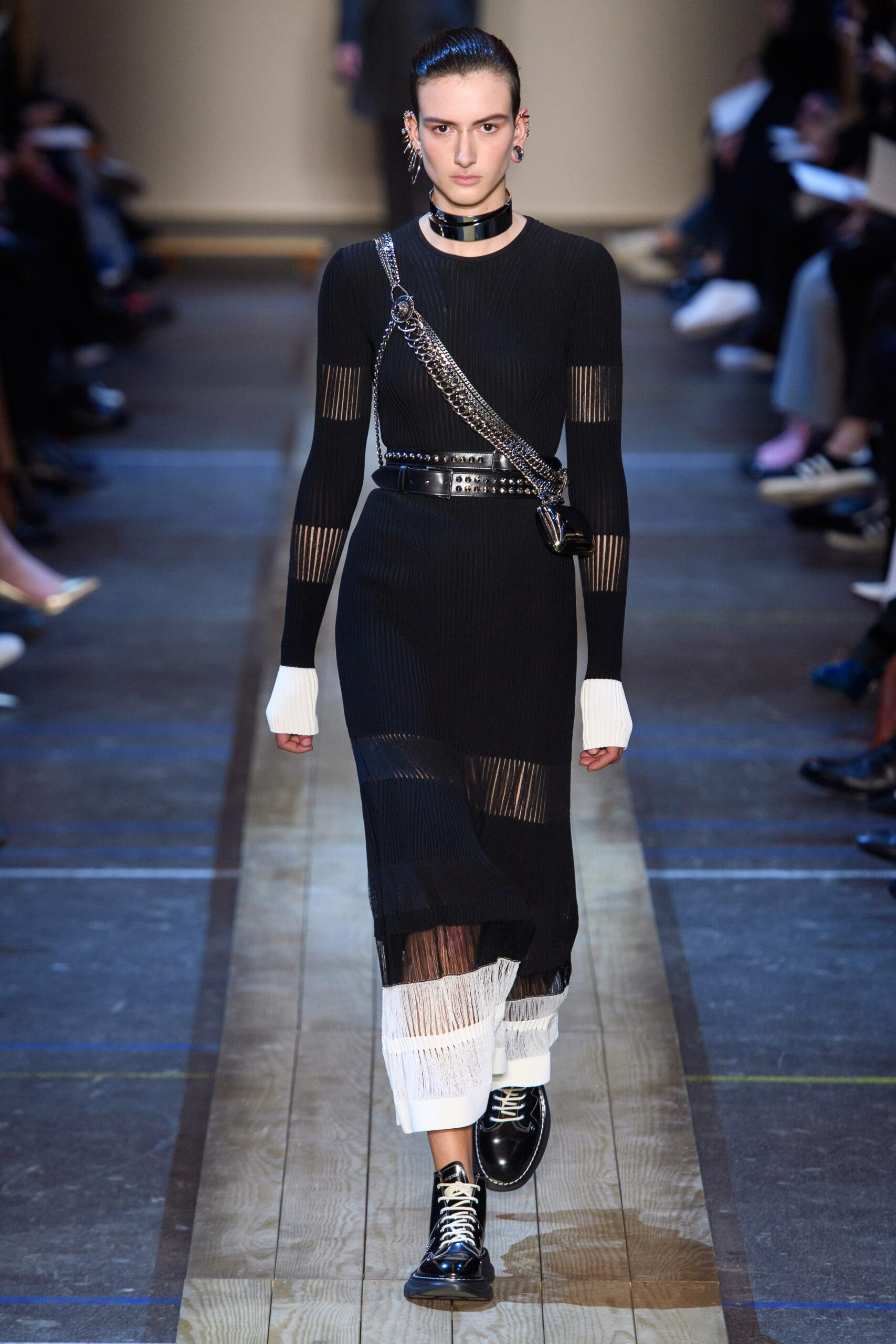 black fitted midi dress