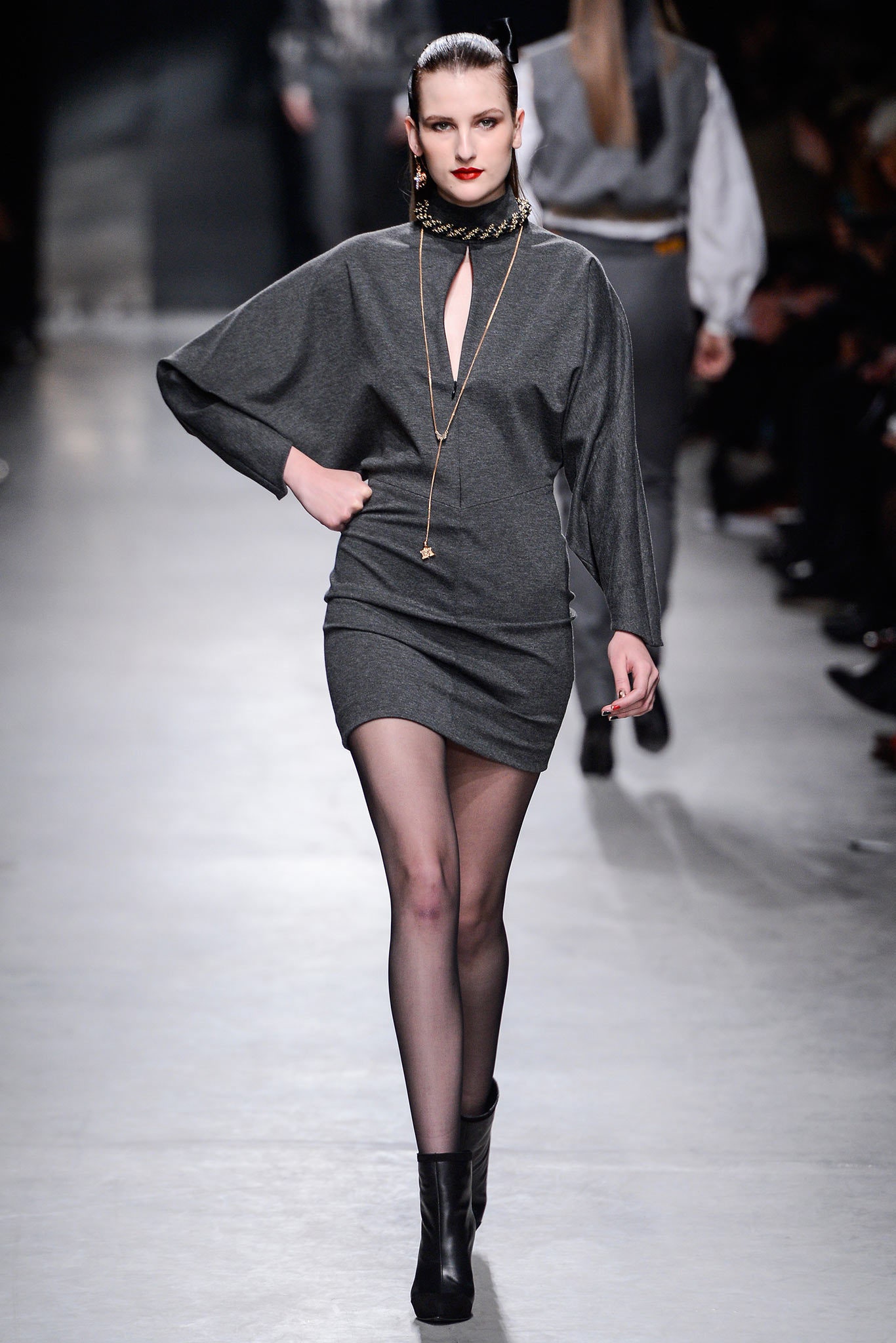 fitted gray cotton mini dress