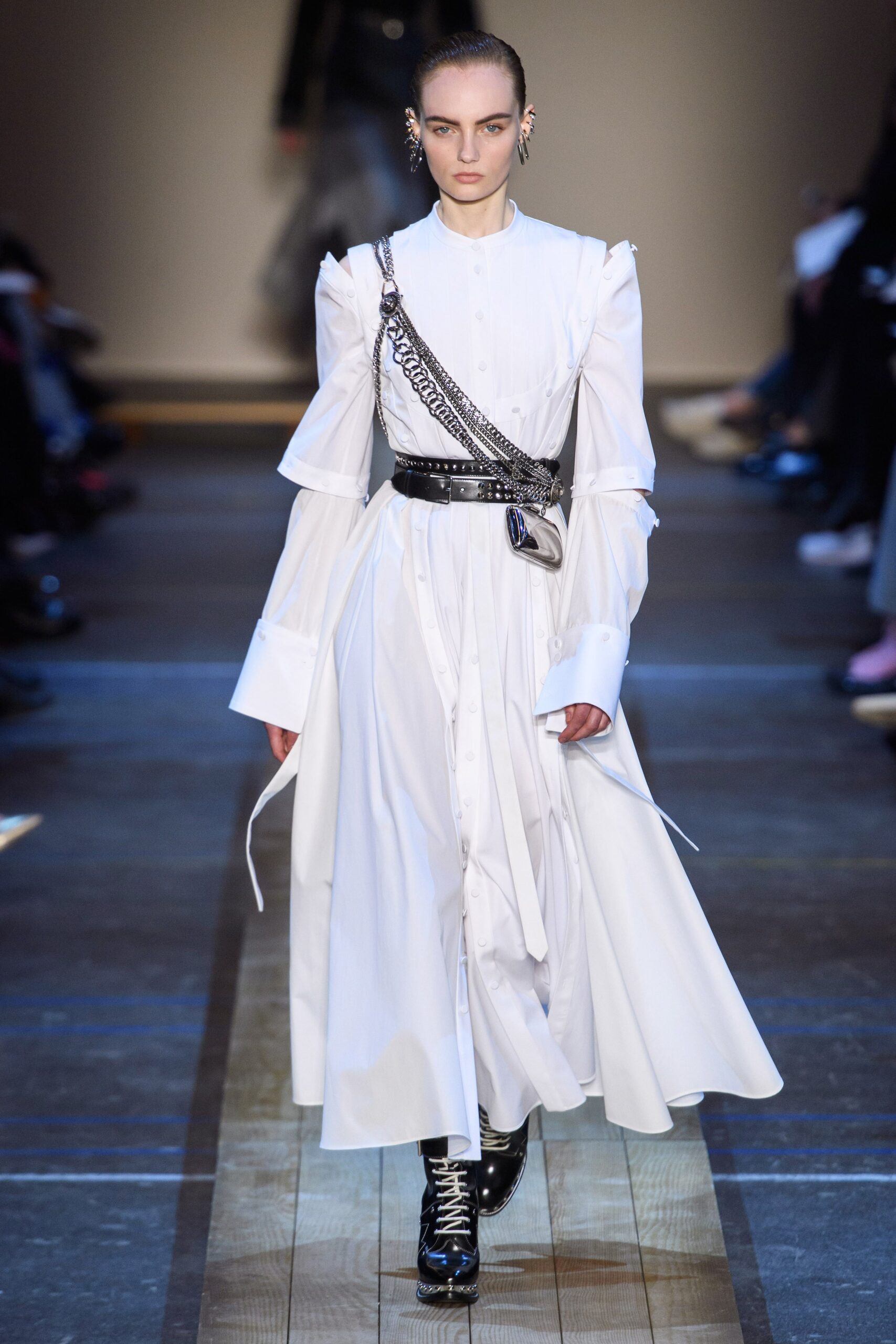 white midi dress with belt