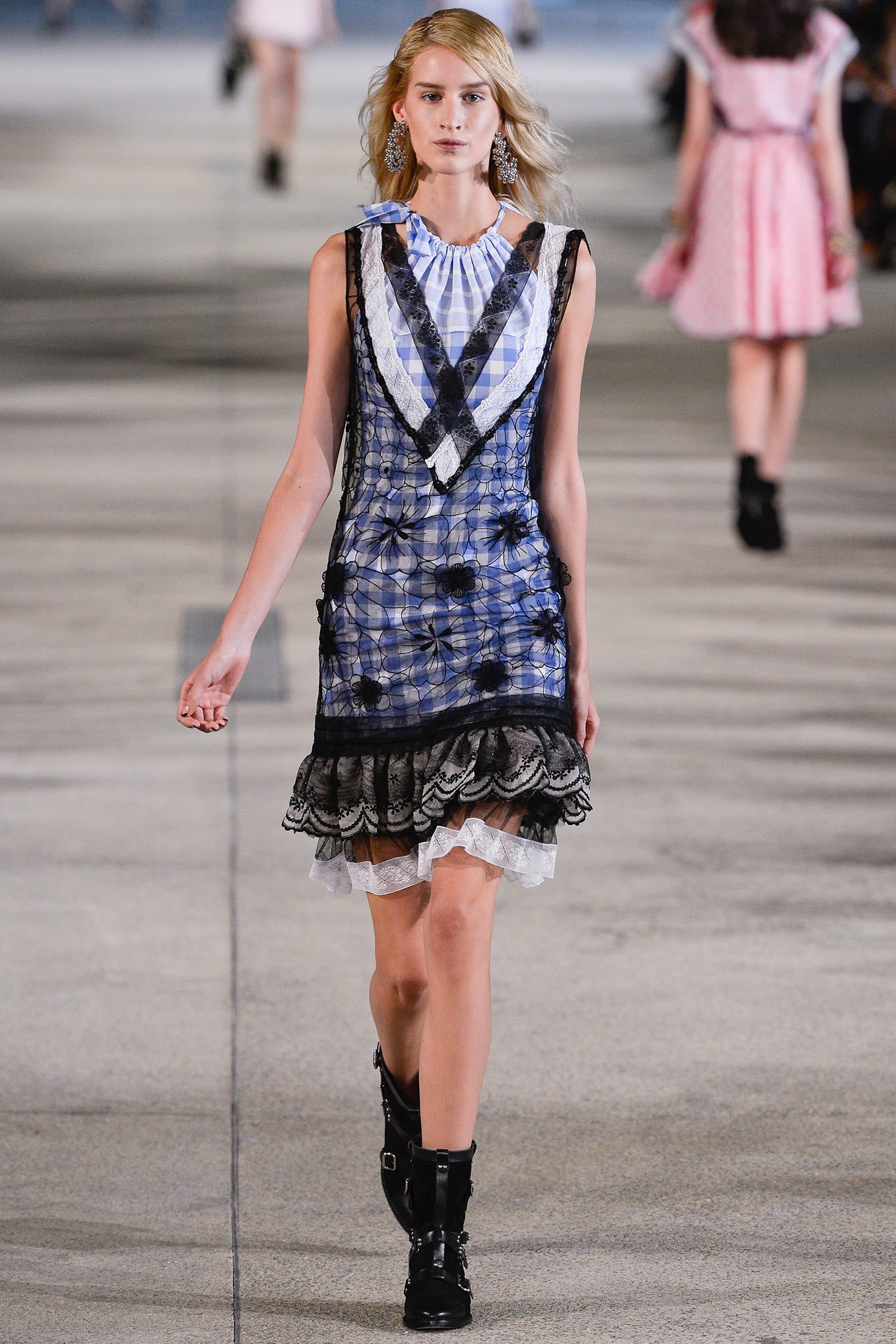 blue and black layered mini dress