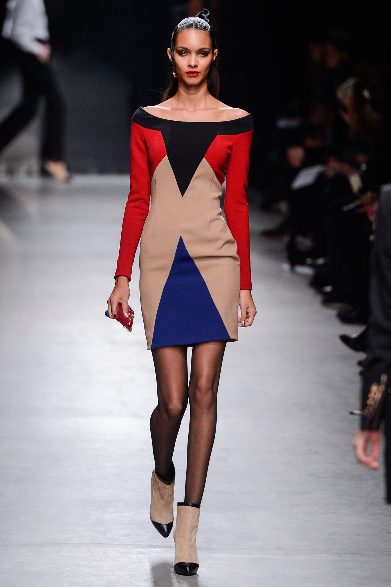 fitted color-blocked mini dress