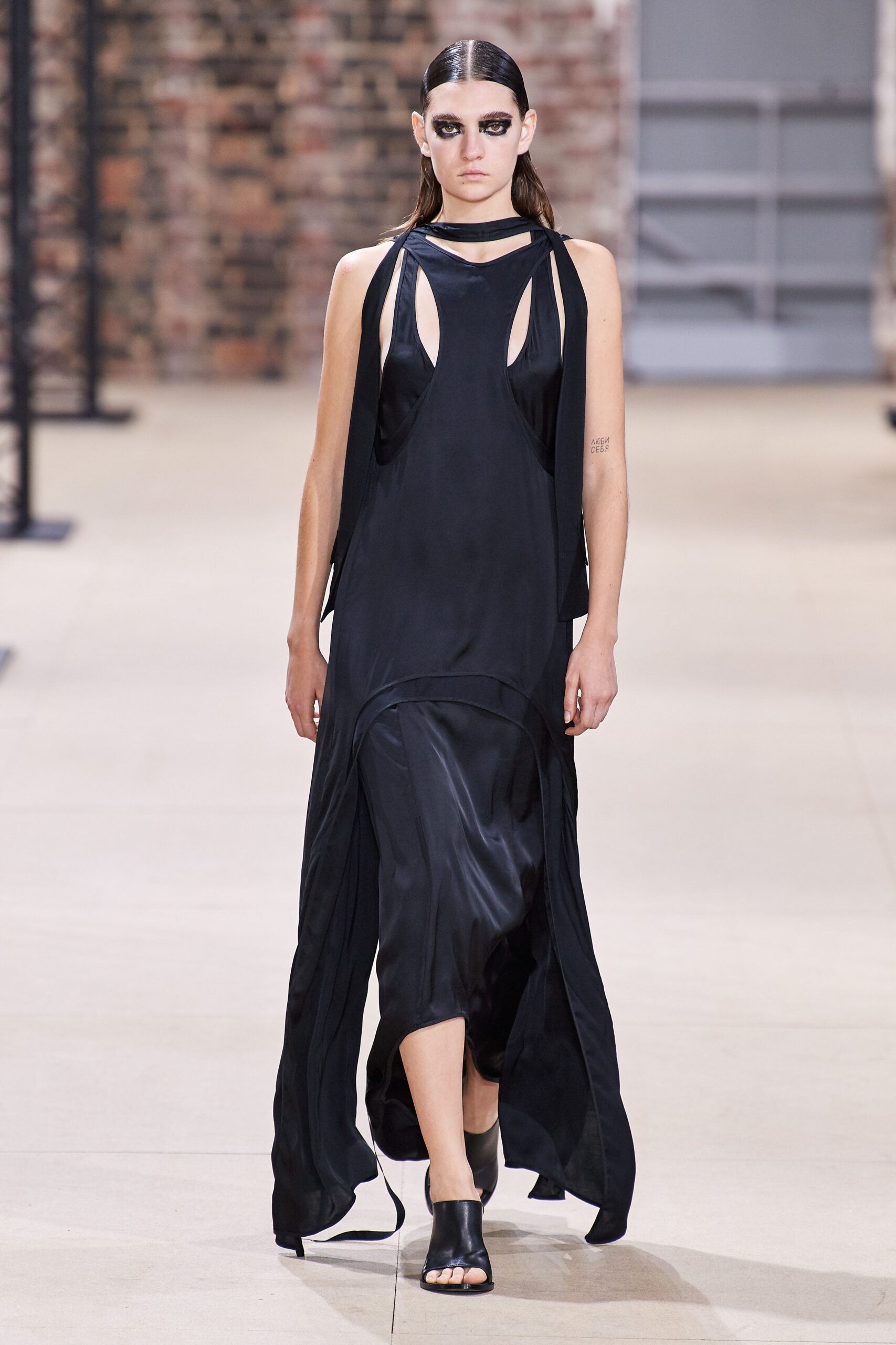 black silk sleeveless dress