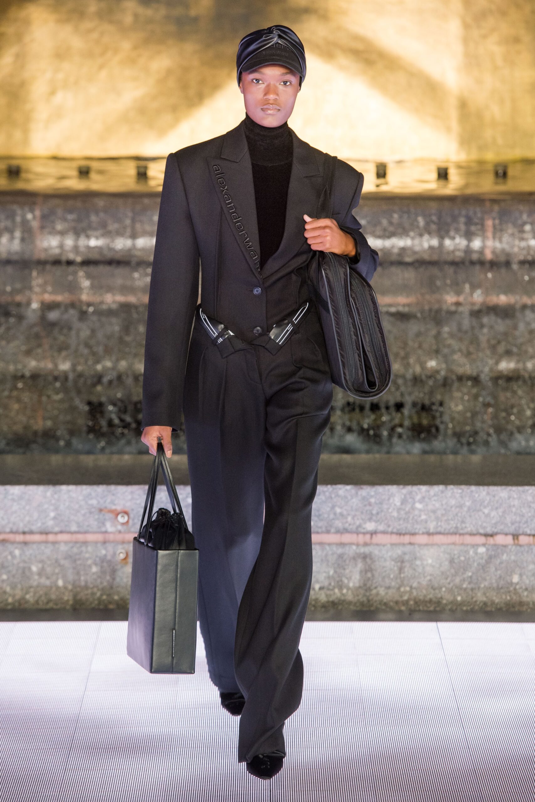 black leather structured bag