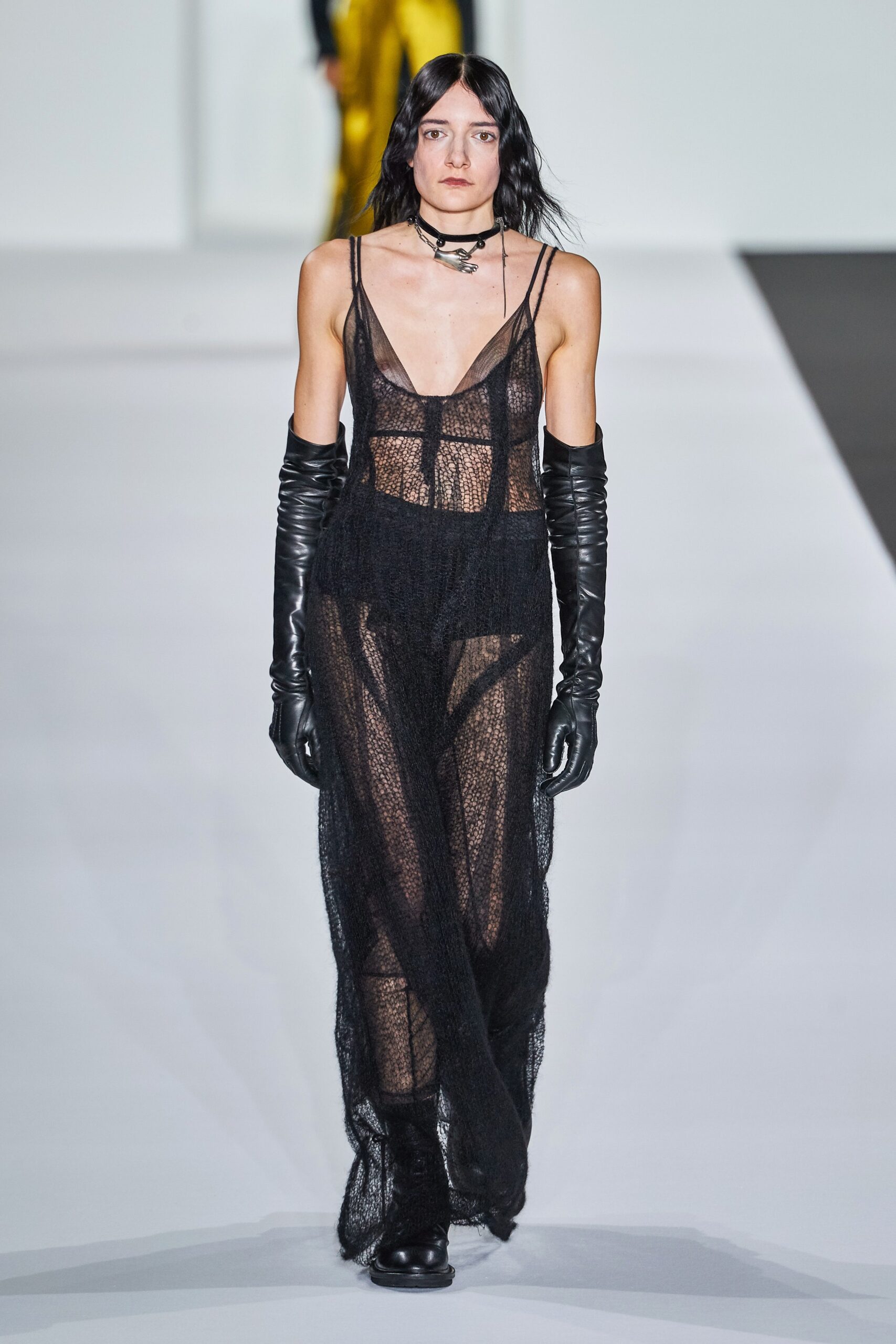black mesh sleeveless v-neck fitted layered sheer dress